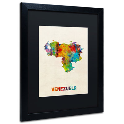 « venezuela aquarelle map », impression sur toile encadrée