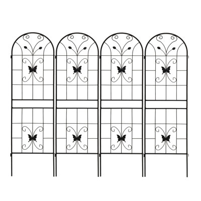 Ensemble de 4 treillis en métal de 71 po x 19,7 po de couleur noire, idéal pour les plantes grimpantes comme les vignes roses et lierre