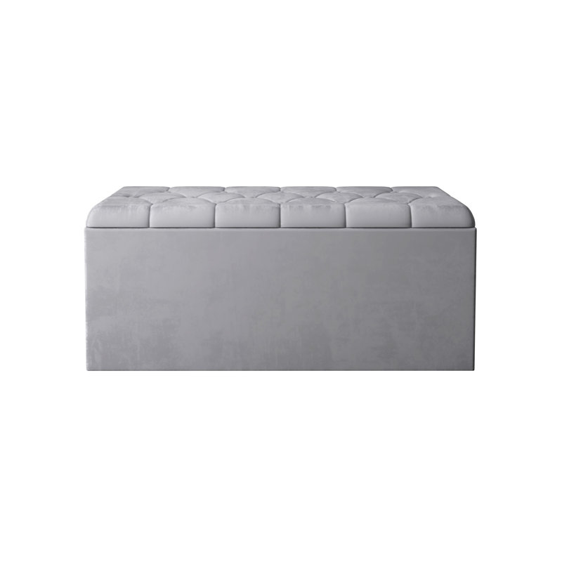 Banc de rangement rembourré Hamman, Gris argenté, H 18,5 po x l 42 po x P 18,5 po