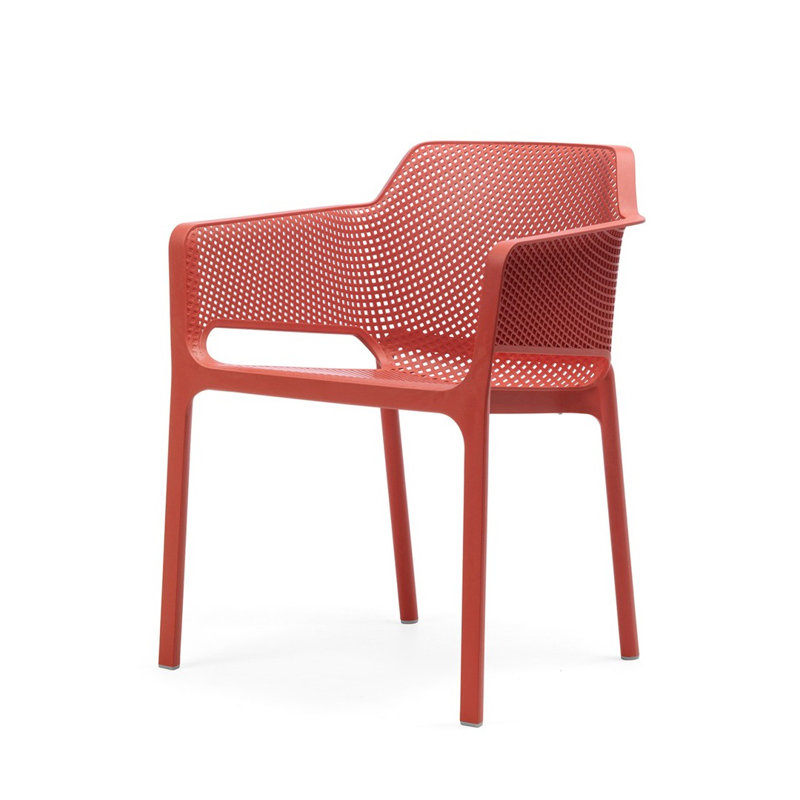 Hazan Stacking Patio Dining Armchair with Cushion, Corallo