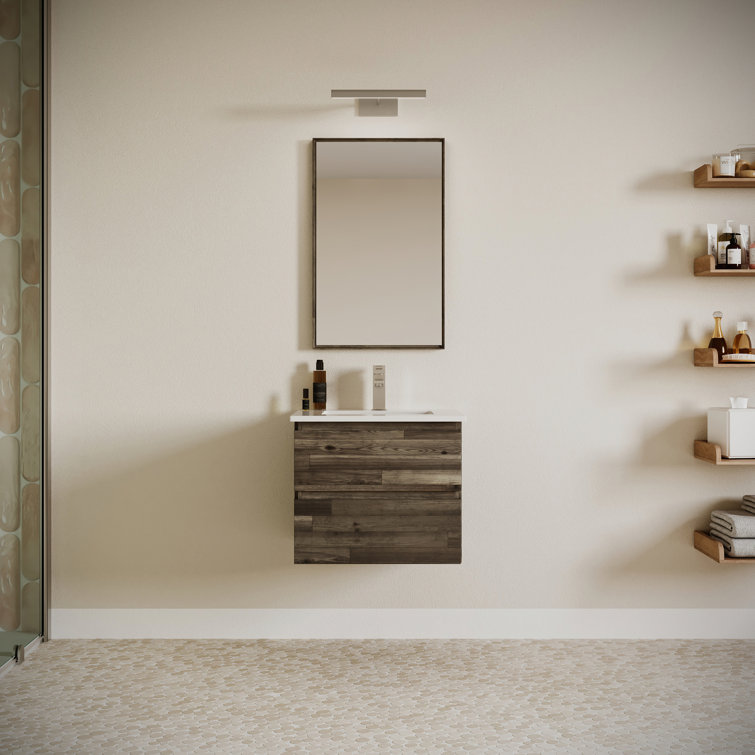 Fresca Formosa 24" Wall Mount Single Sink Bathroom Vanity Set with Top, Sink and Mirror (Faucet Not Included)