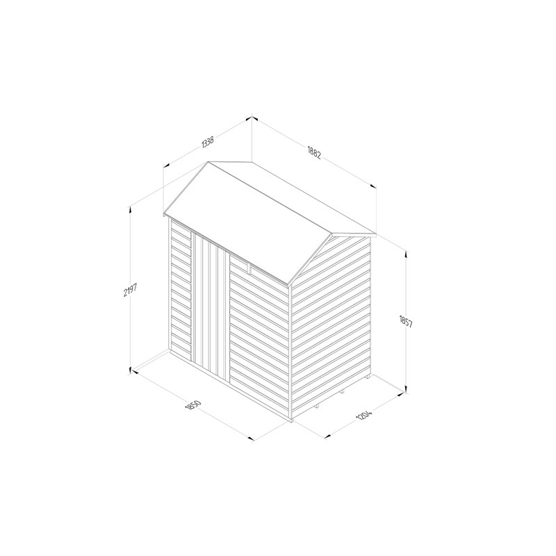 Shiplap Dip Treated 6 x 4 Reverse Apex Shed - No Window, No