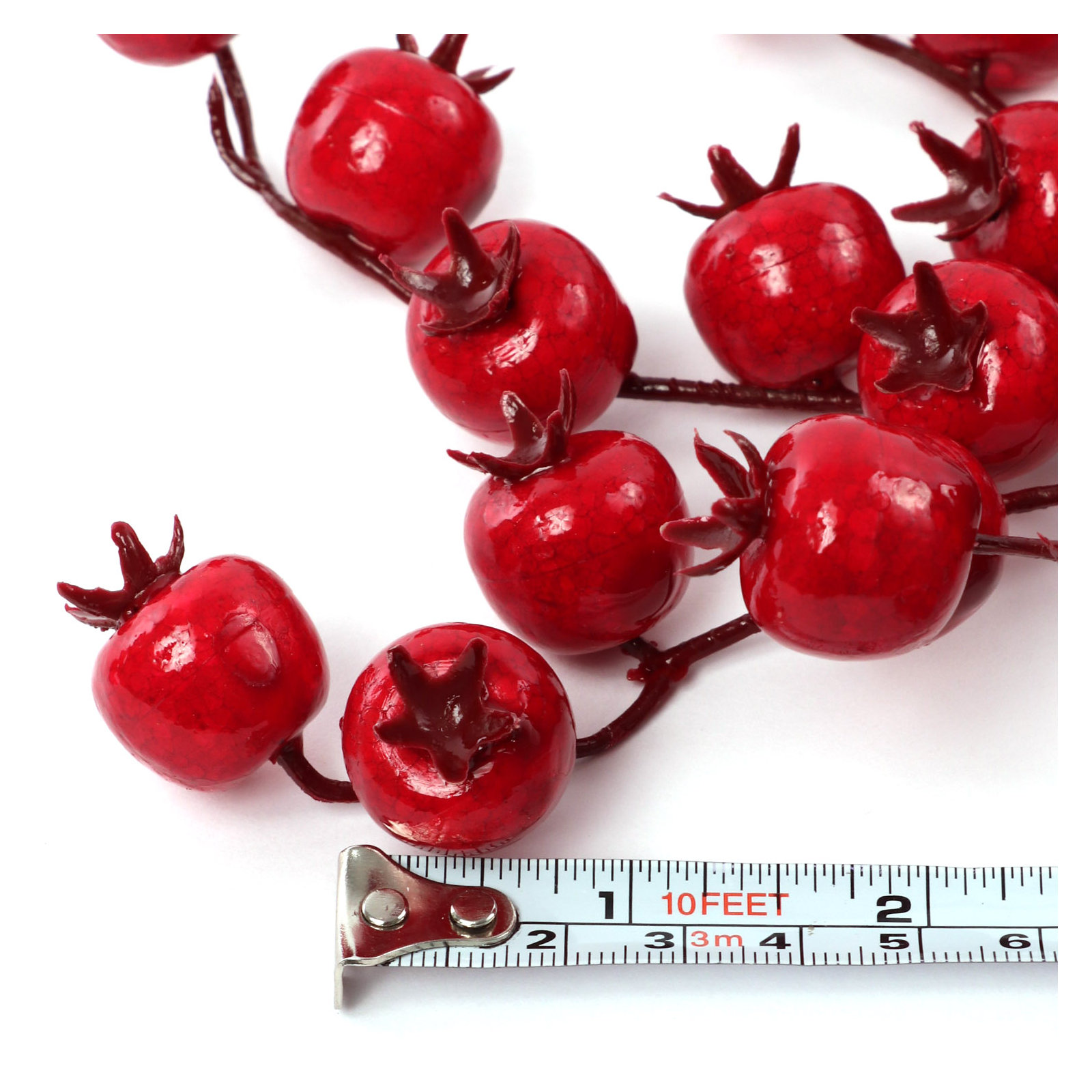 Frosted Berry Branch Tall Silk Wreath - Holiday Front Door Decor, Burgundy, 24" H x 24" W x 3" D, 1
