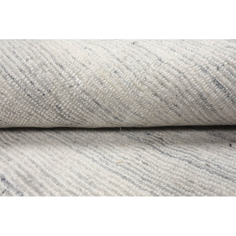 Tapis oriental blanc touffeté à la main multicolore texturé contemporain, Rectangle 12 pi x 15 pi