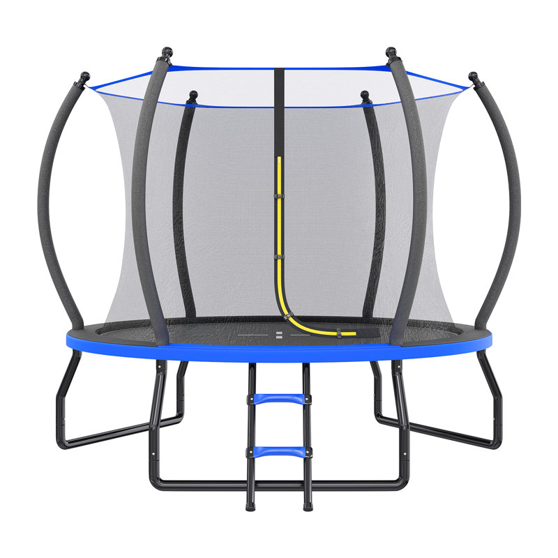 Albott 8FT Outdoor Trampoline with Enclosure Net and Ladder, Recreational Trampolines for Kids and Adults, Quick Connect Frame, ASTM Approval