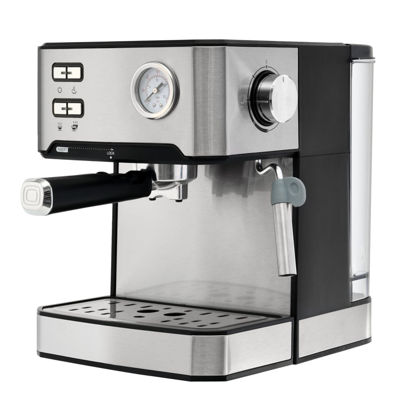 20 Bar Professional Espresso Machine With Milk Frother, Pressure Display, And Removable Water Tank - Espresso, Cappuccino, Latte, And Macchiato Maker - Single And Double Shot, ESE Pod Compatible