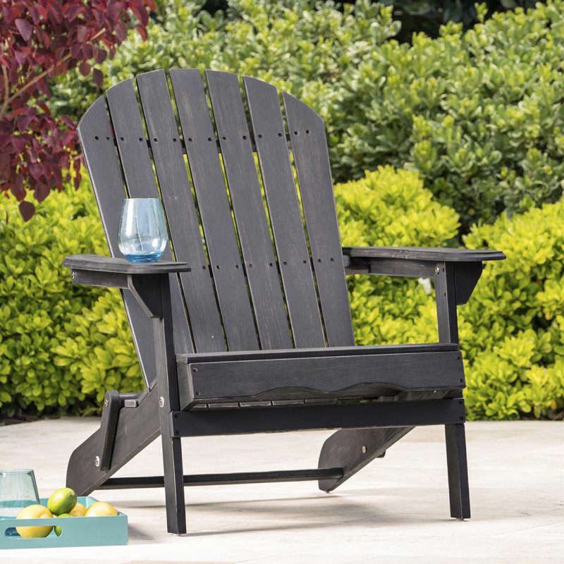 Rustic Outdoor Chair - Dark Gray Wood, Foldable Construction Wood Gray, For Experience, Dark Gray