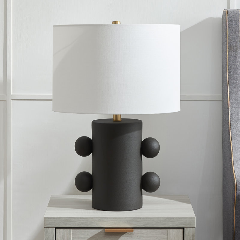 Izzey 20" Tall Ceramic Table Lamp with Fabric Shade, Black
