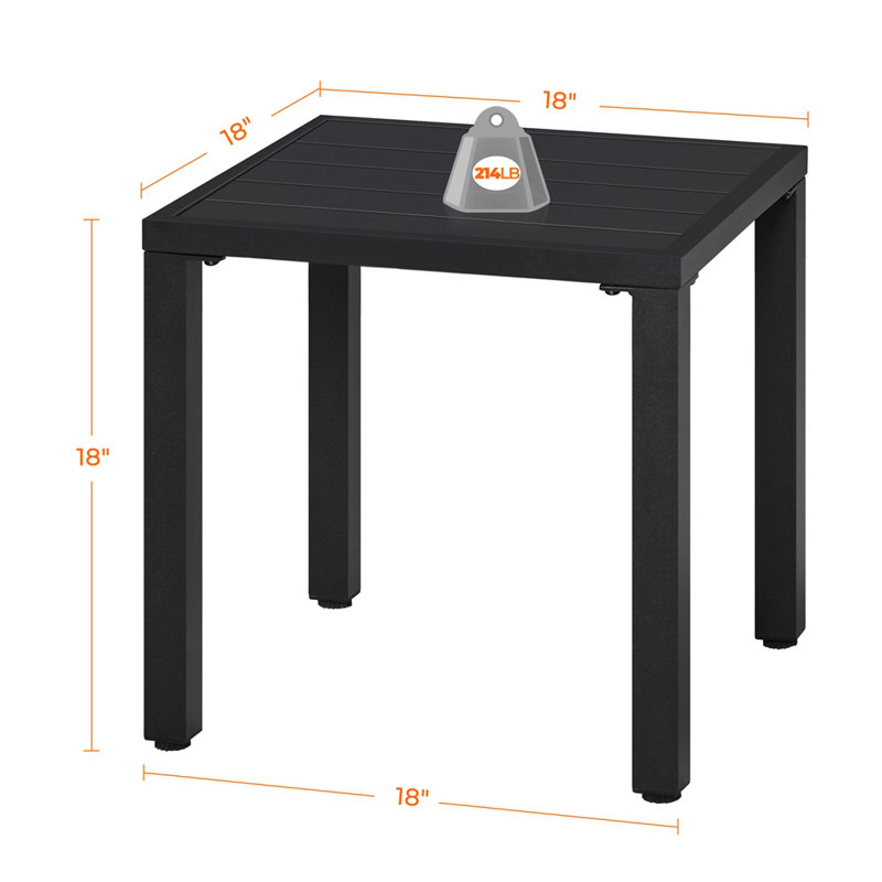 Black Metal Square Outdoor Side Table