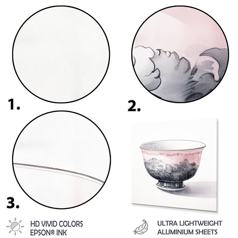 Délice de tasse de thé rose rose II - art mural en porcelaine, H 36 po x l 36 po