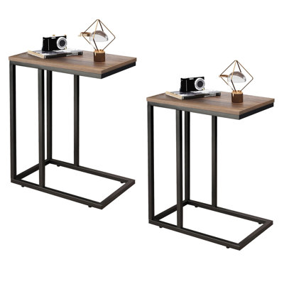 Ensemble de 2 tables d'appoint, table de bout en C pour canapé, canapé et lit