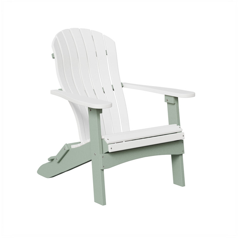 Berlin Gardens Contour Folding Adirondack Chair, White with Seafoam