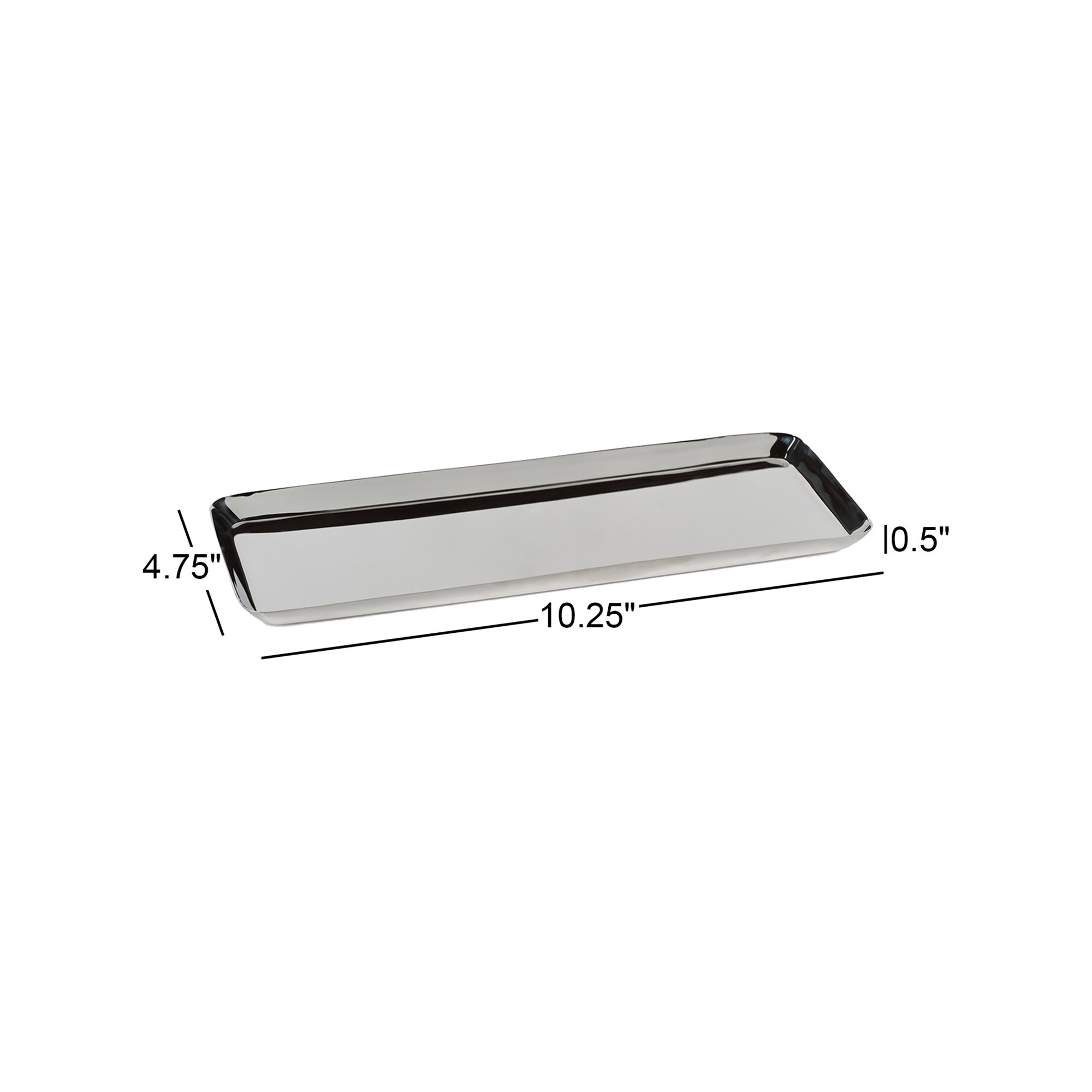 Rectangle Steel Tray, 0.5" H x 4.75" W x 10.25" D, Silver