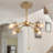 4-Light Gold Semi Flush Mount Globe Glass With 6 x10" Height Adjustable Rods, Chain Switch