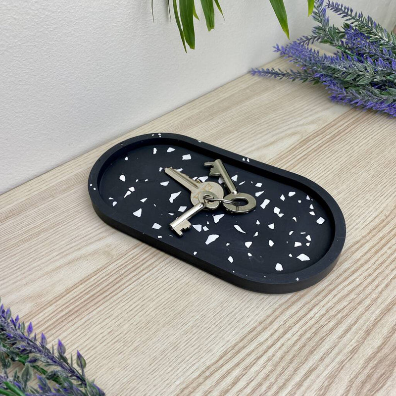 Oval Trinket Tray Dish, Black