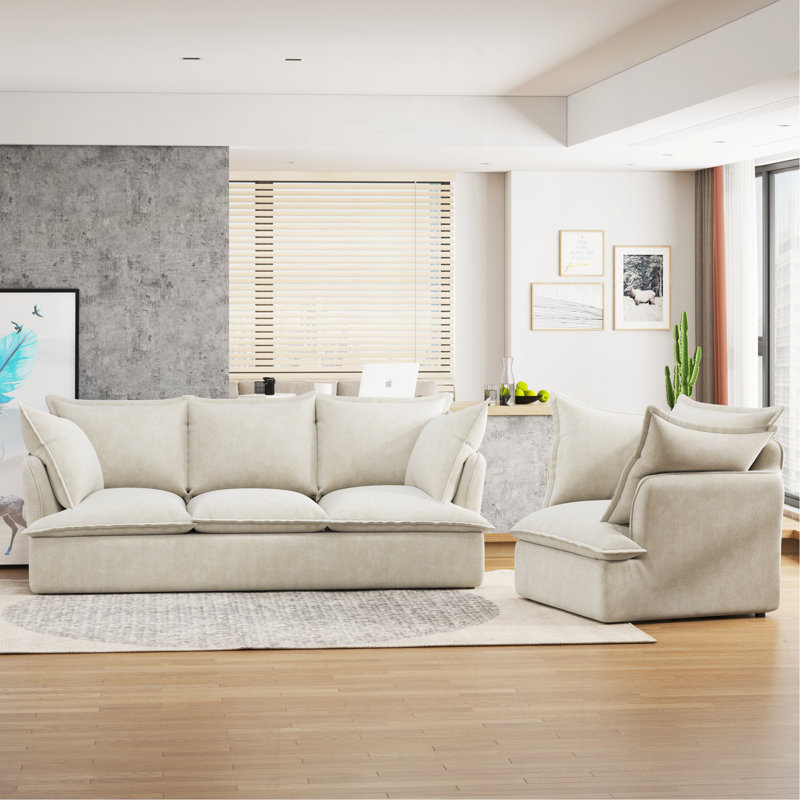 Canapé modulaire 94 po 3 + 1 places Cloud, Chenille beige