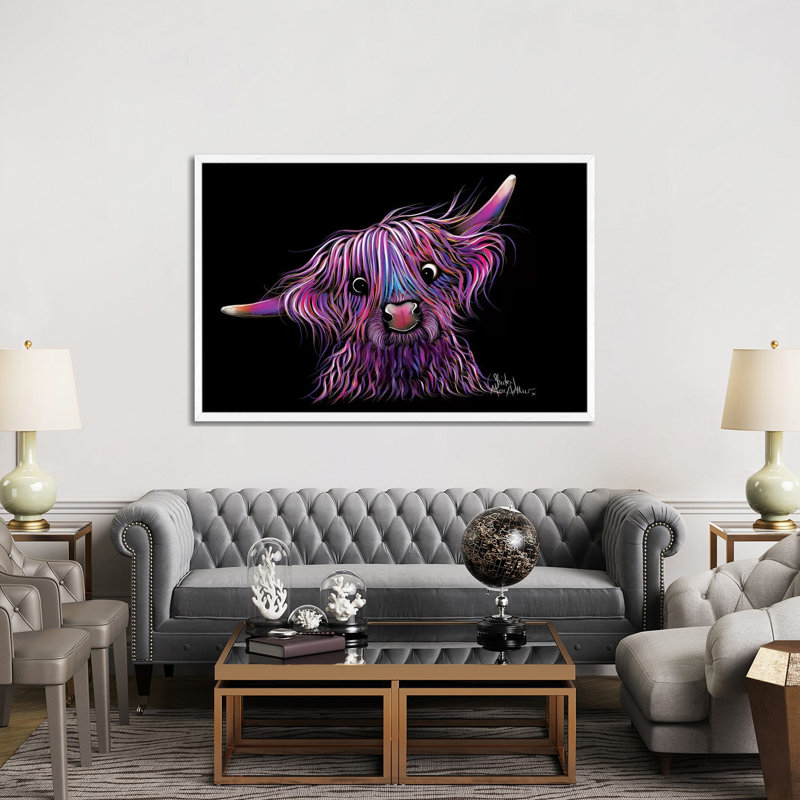 Huckleberry the Highland Cow 1 Piece Wrapped Canvas Painting, 101.6 cm H x 66.04 cm W, White Framed
