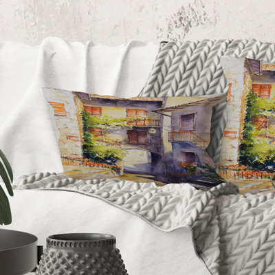 Coussin décoratif rectangle, rustique et idyllique - village italien