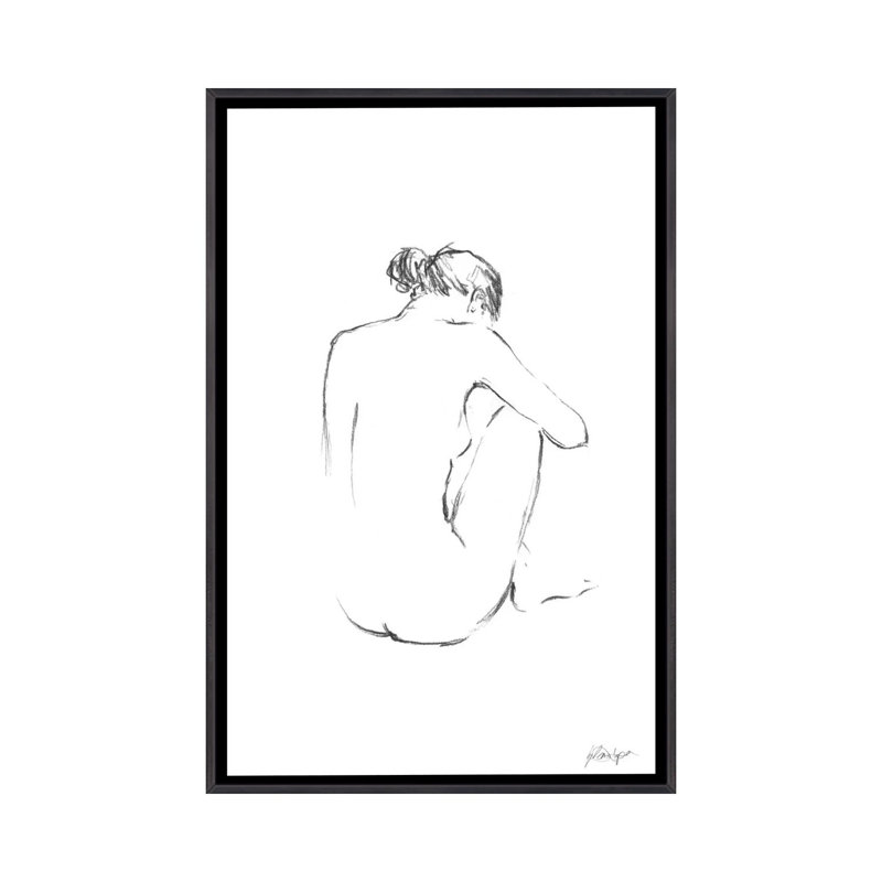 Figure contour III par Ethan Harper-impression de dessin, H 26 po x l 18 po x 1,5 po, Toile avec cadre noir patiné