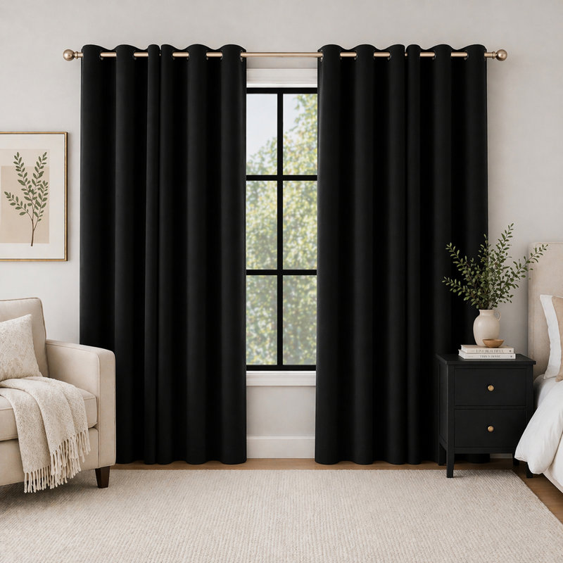 Rideau 100% occultant avec œillets Sheridan, L 40 po x L 84 po, Noir