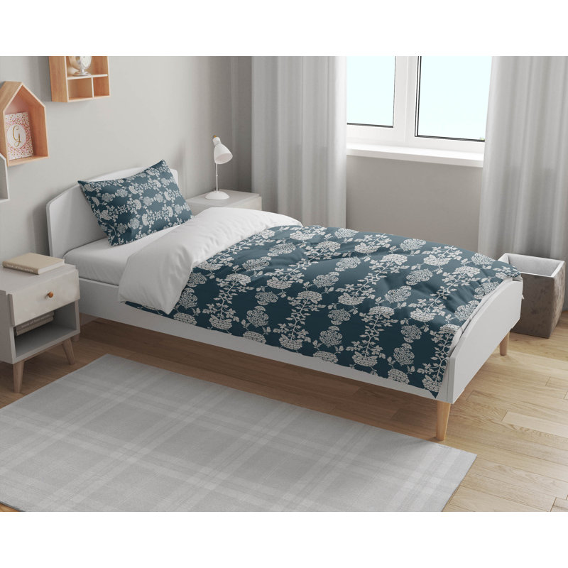 Ensemble d'édredon léger pia, Édredon simple + 1 taie d'oreiller standard, Bleu sarcelle foncé