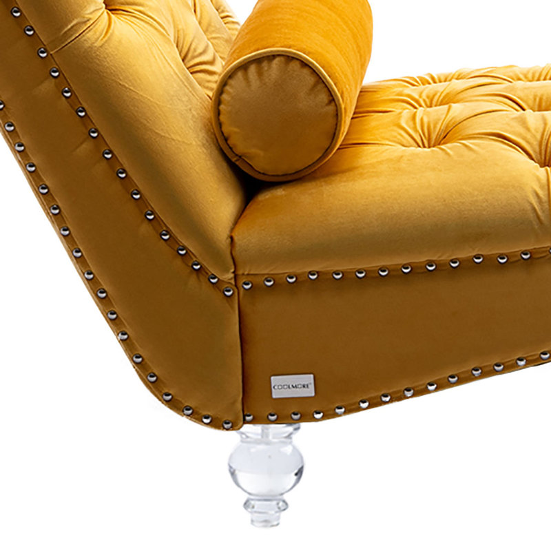 Chaise longue rembourrée en velours Jakolbi Elegant, Velours moutarde