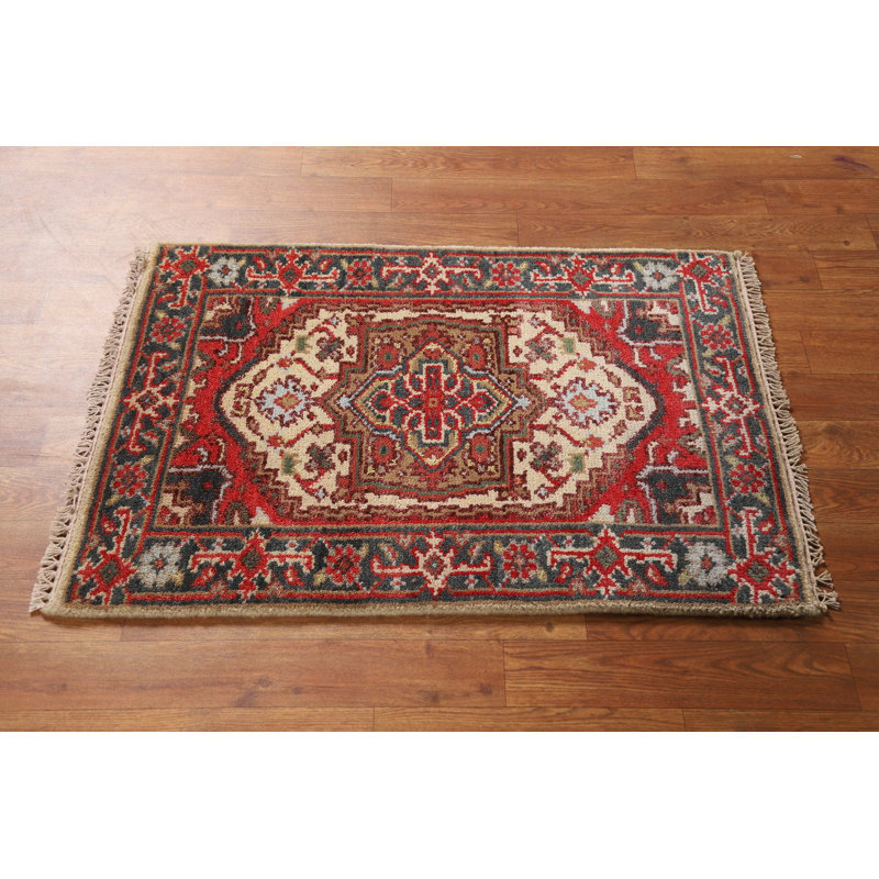 Tapis traditionnel indien en laine à motif géométrique 2x3