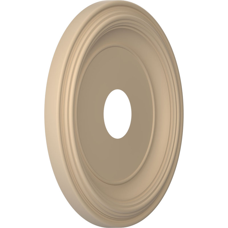 Traditional Traditional Thermoformed PVC Ceiling Medallion, UltraCover Satin Smokey Beige, 16" H x 16" W x 1.38" D