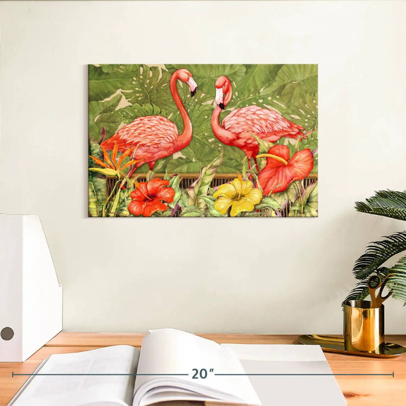 Flamant rose tropical, H 8 po x l 12 po