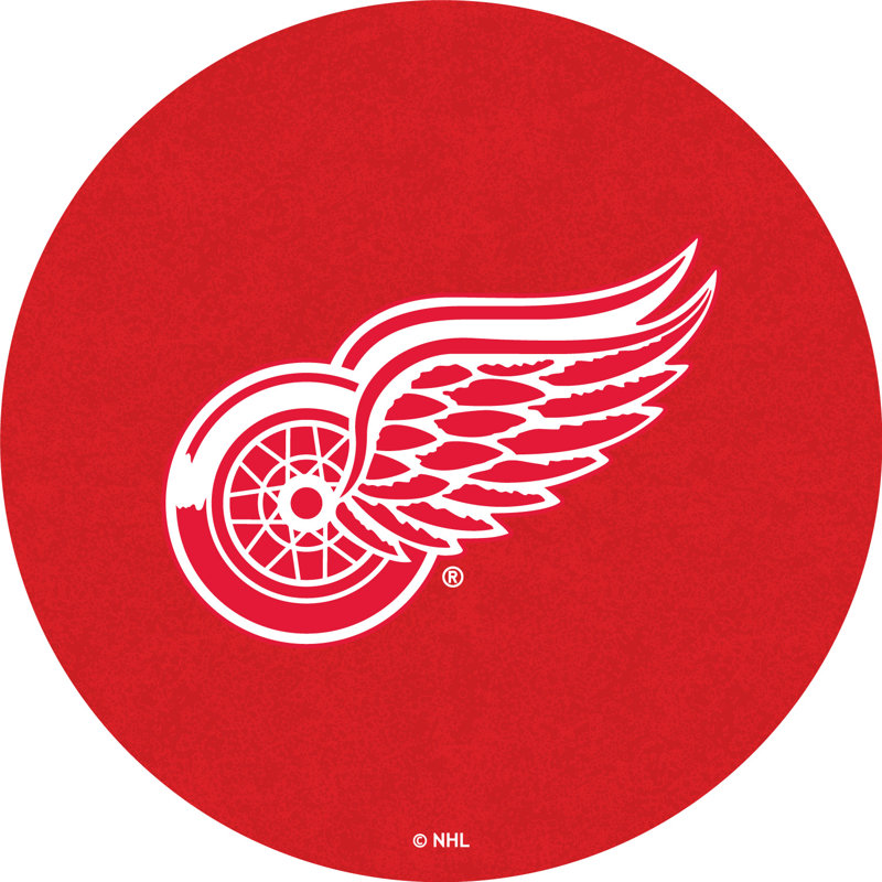 NHL Round Metal Base Dining Table, Detroit Red Wings