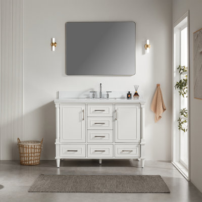 Fully Assembled 48'' Freestanding Single Bathroom Vanity With 2 Handle Sets