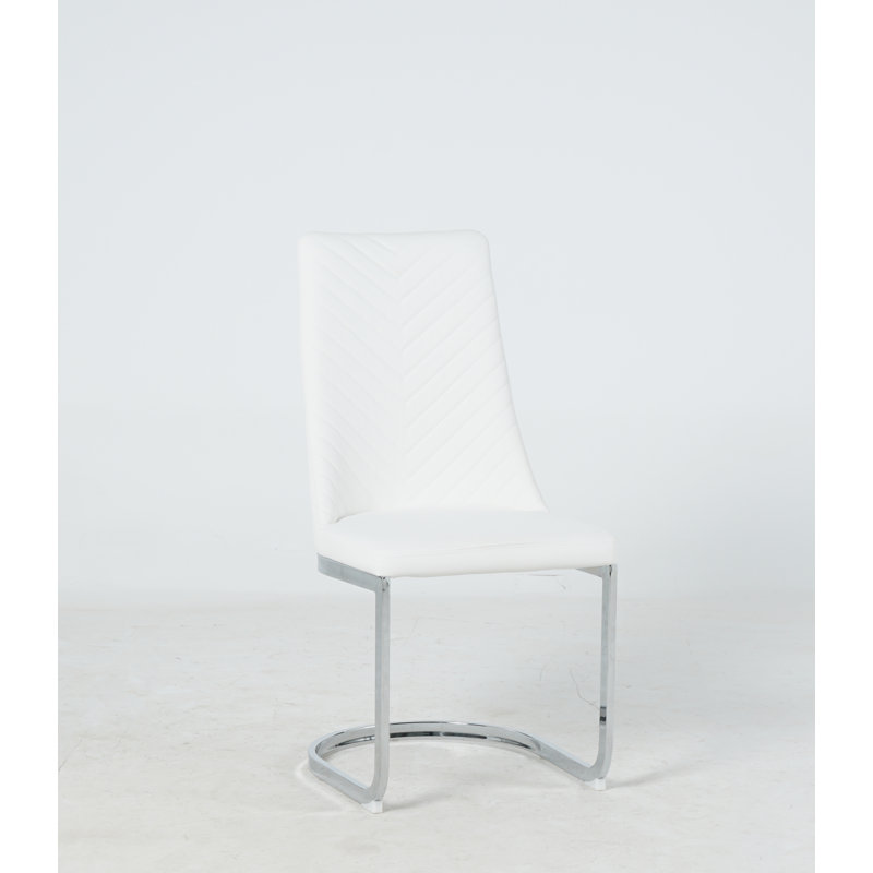 Upholstered Cantilever Chair in White, White