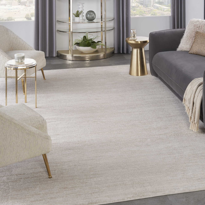 Mullican Sandy Solid Ivory/Beige Easy Care Indoor/Outdoor Area Rug, Rectangle 10' x 14'