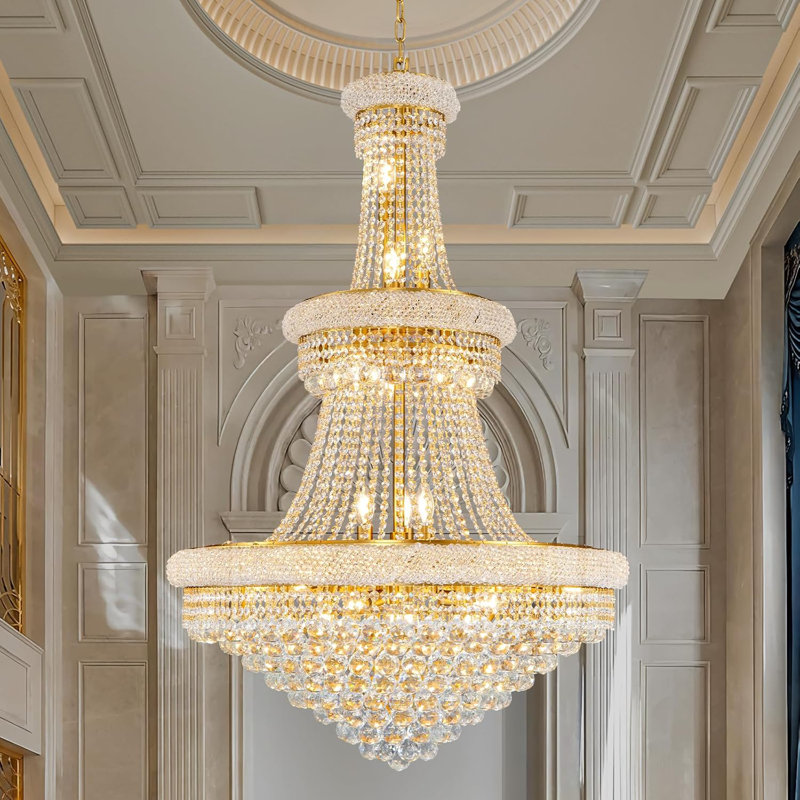  Lustre de luxe en cristal à 24 niveaux pour escaliers Kallen, Doré