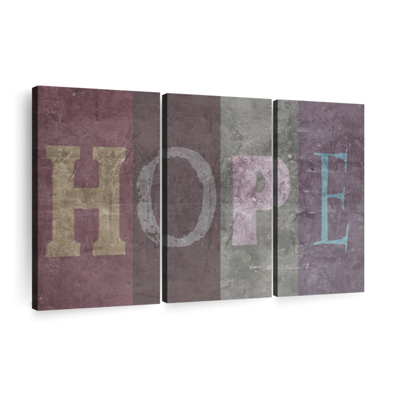 "Espoir, typographie" sur, H 48 po x l 74 po x P 1,25 po