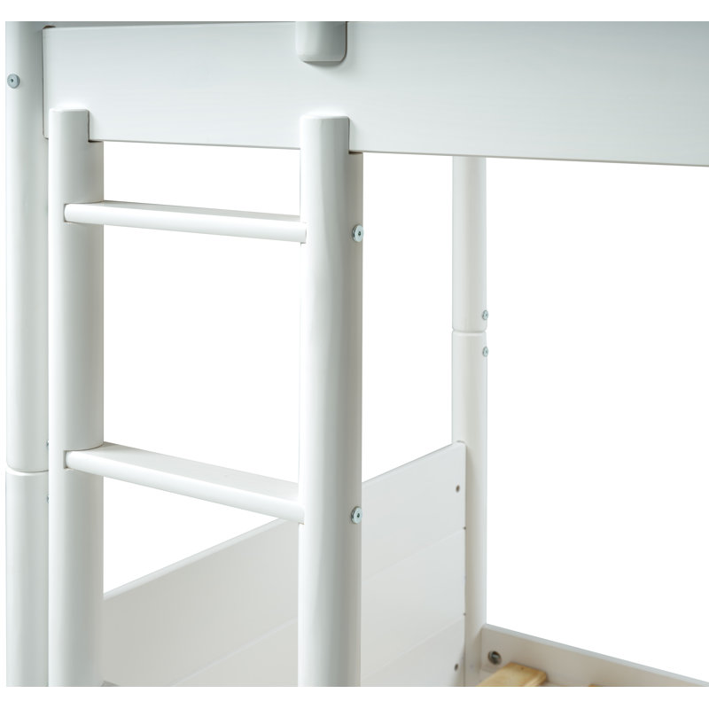 Lit superposé simple en bois massif Florala, Blanc