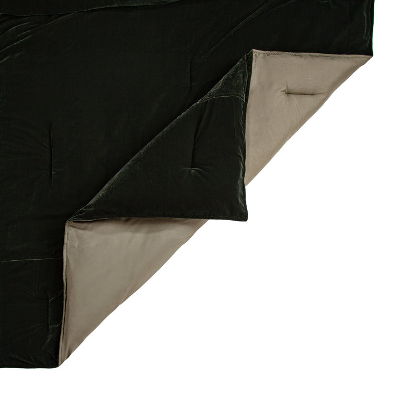 Estelle Velvet Soft Plush Classic Modern Chic Casual Comforter Set, Queen Comforter + 2 Standard Shams, Forest Green