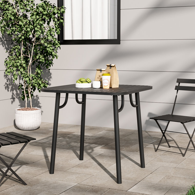 Carmedie Outdoor Garden Metal Table, 75cm H x 80cm L x 80cm W