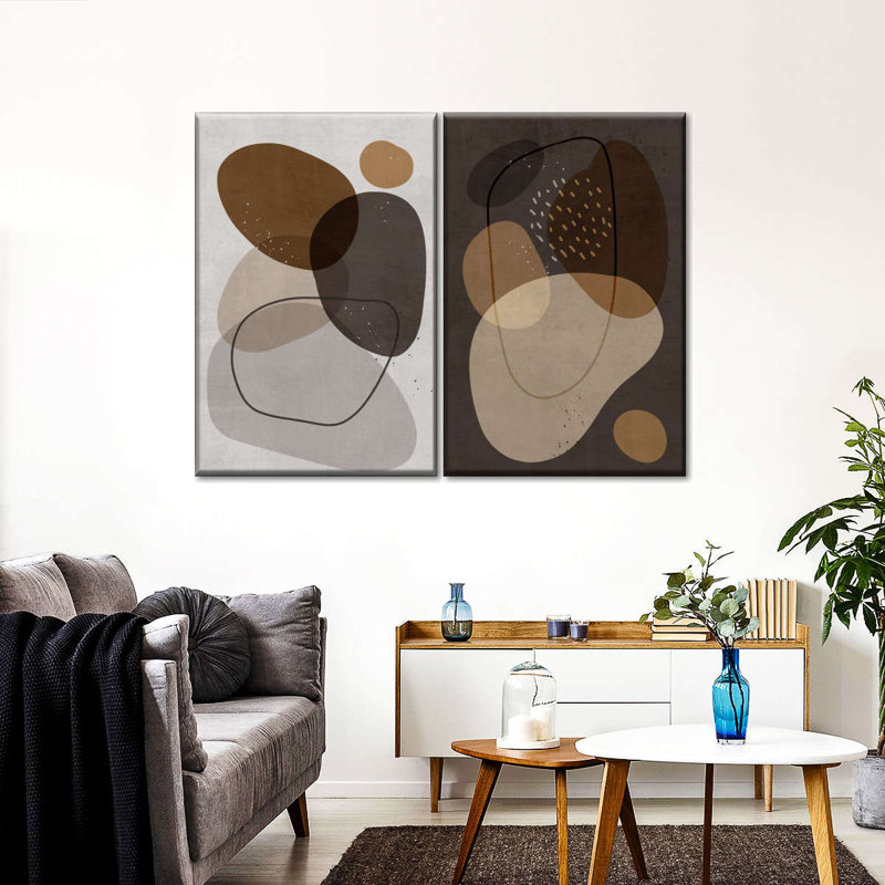 «Abstract Minimalist Boho», reproduction sur toile, 2 pièces, H 12 po x l 17 po