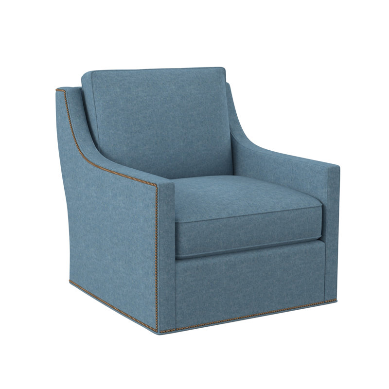 Sonoma Upholstered Swivel Armchair, Antique Brass Small, Edworth Ocean Viscose
