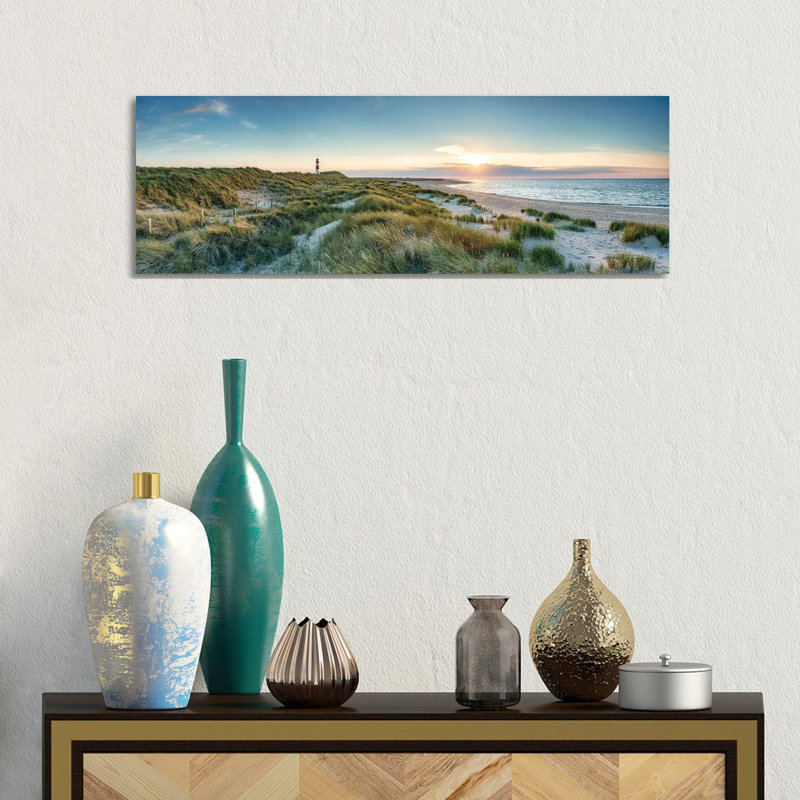 Sunset At The Dune Beach On The Island Of Sylt, Schleswig-Holstein, Germany by Jan Becke - Wrapped Canvas Panoramic Print