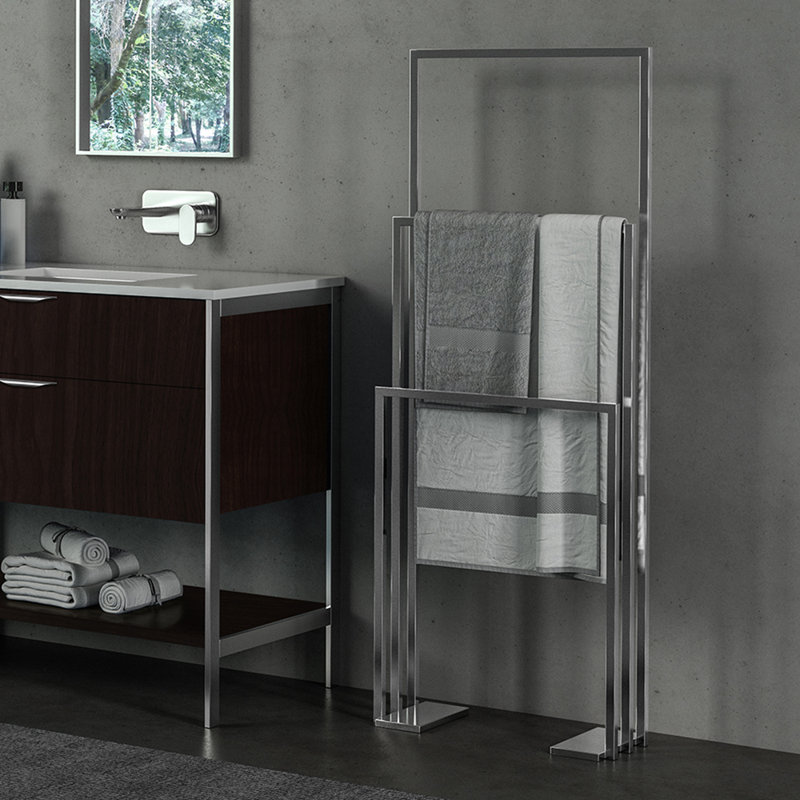Linea Towel Stand, Polished Stainless