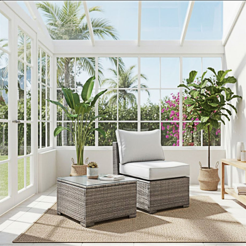 2-Piece All-Weather Outdoor Rattan Patio Furniture Set