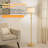 Dimmable Gold Floor Lamps For Living Room, 11w Led Bulb Included, Standing Lamp With Marbl, Tall Pole Light With White Linen Shade For Bedroom Reading Office Corner Nursery