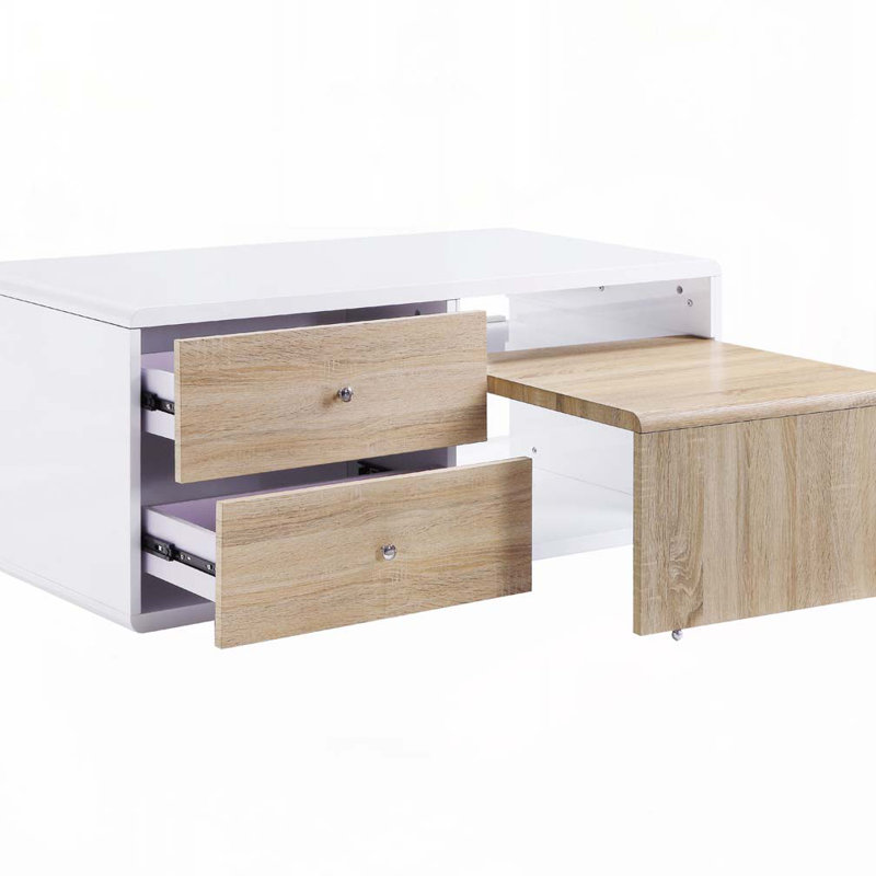Table basse à plateau en bois ultrabrillant avec base en bois