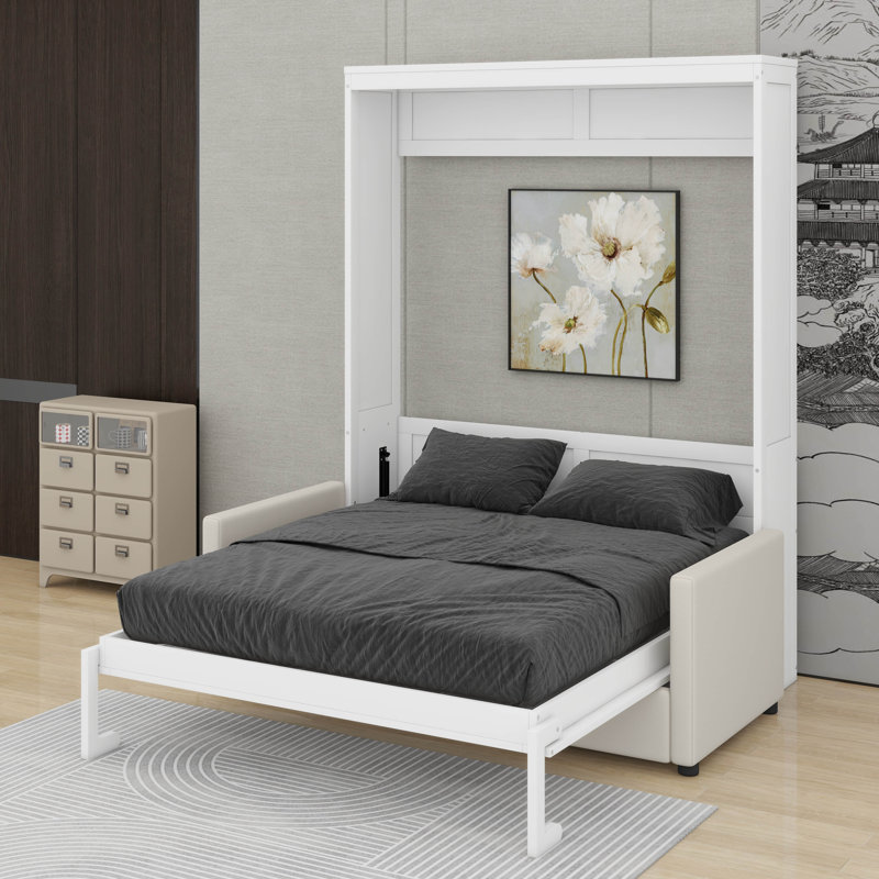 Lit escamotable double pleine grandeur avec coussin