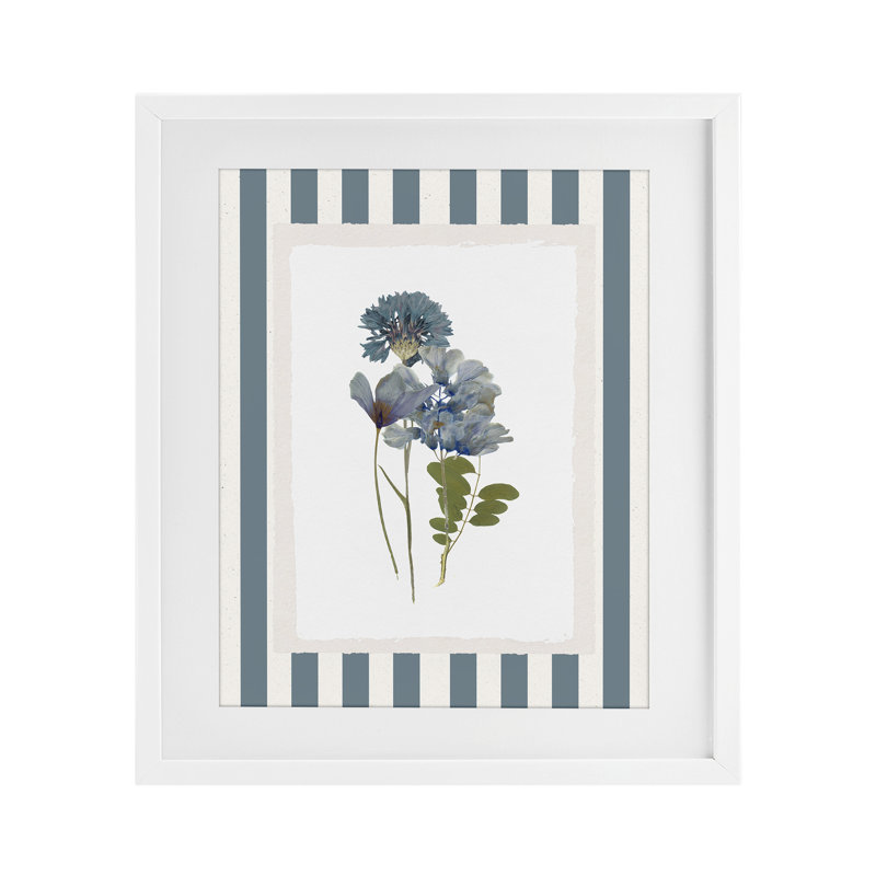 «Summer Memory Flowers», reproduction sous verre encadrée, design par Val Rhodes, H 16 po x l 13 po, Cadre blanc côtier
