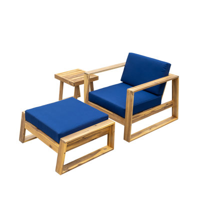 Ensemble de chaises d'extérieur en bois d'acacia - tabouret de patio