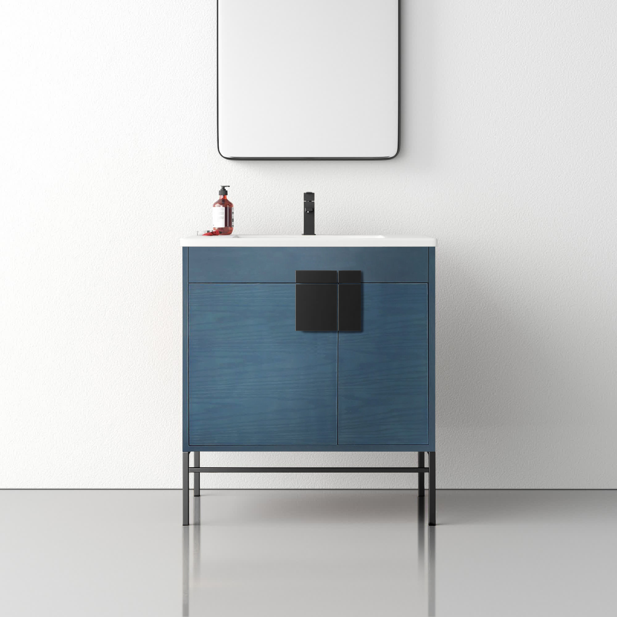 Maisie 30'' Single Bathroom Vanity, Black Matte, French Blue