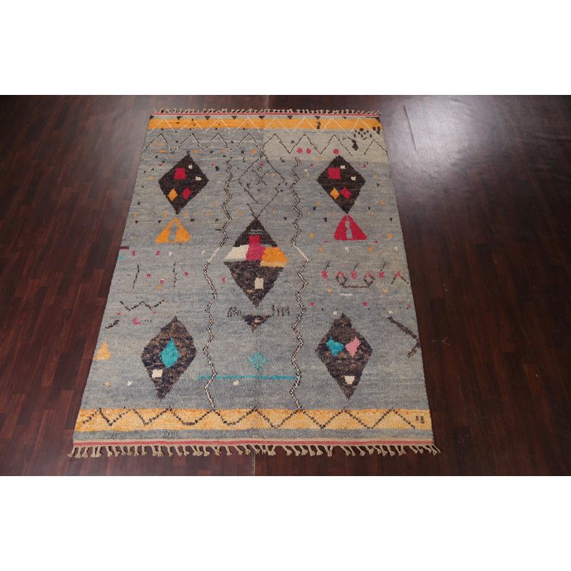 Tapis géométrique marocain noué à la main 8 x 11